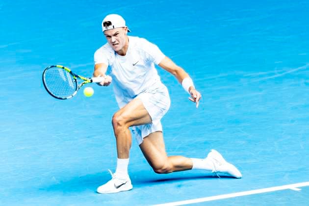 MELBOURNE, VIC - JANUARY 20: Holger Rune of Denmark in action during Round 4 of the 2025 Australian Open on January 20 2025, at Melbourne Park in Melbourne, Australia. (Photo by Jason Heidrich Icon Sportswire) TENNIS: JAN 20 Australian Open EDITORIAL USE ONLY Icon250120097