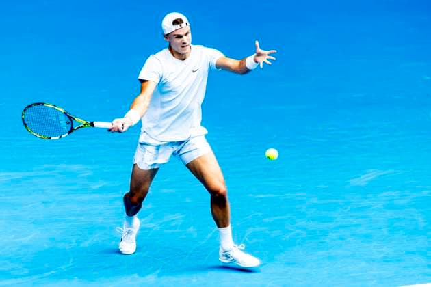 MELBOURNE, VIC - JANUARY 20: Holger Rune of Denmark in action during Round 4 of the 2025 Australian Open on January 20 2025, at Melbourne Park in Melbourne, Australia. (Photo by Jason Heidrich Icon Sportswire) TENNIS: JAN 20 Australian Open EDITORIAL USE ONLY Icon250120099