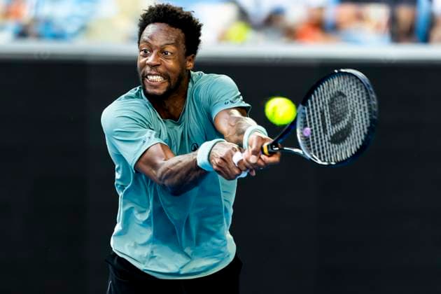 MELBOURNE, VIC - JANUARY 20: Gael Monfils of France in action during Round 4 of the 2025 Australian Open on January 20 2025, at Melbourne Park in Melbourne, Australia. (Photo by Jason Heidrich Icon Sportswire) TENNIS: JAN 20 Australian Open EDITORIAL USE ONLY Icon250120168