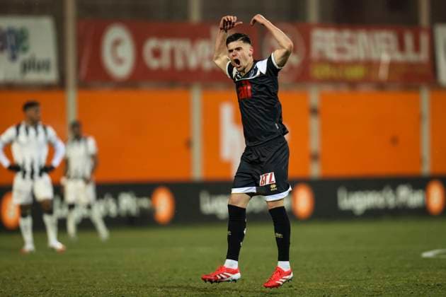 Lugano, Switzerland, January 19st 2024: Lugano, Switzerland, 19st Jan, Albian Hajdari, FC Lugano, celebrate your goal, during the match between FC Lugano and FC Basel for Swiss Super League at Cornaredo Stadium, Lugano. Credit: RogÃ rio Moroti (RogÃ rio Moroti SPP) Copyright: xRogÃ rioxMorotix xSPPx spp-en-RoMoSp-spp_moroti_190125-1612