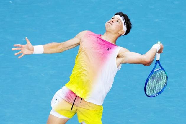 Ben Shelton during his fourth round match against Monfils Australian Open, Day Nine, Tennis, Melbourne Park, Melbourne, Australia - 20 Jan 2025  Copyright: xRachelxBach Shutterstockx 15105043en