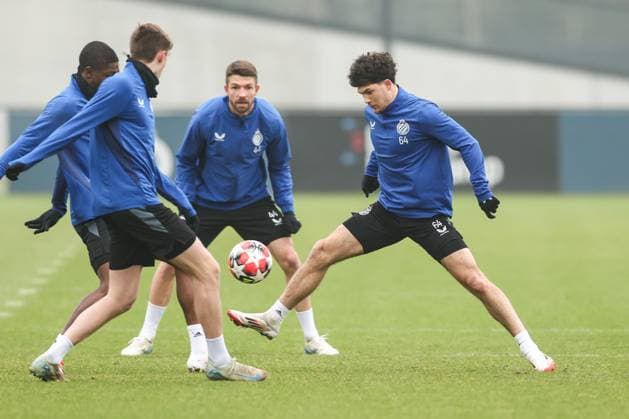 Club s Kyriani Sabbe pictured during a training session of Belgian Club Brugge KV, Monday 20 January 2025 in Brugge. Tomorrow, they will play against Italian club Juventus, on the seventh day (out of 8) of the UEFA Champions League league phase. BRUNOxFAHY  x110773730x