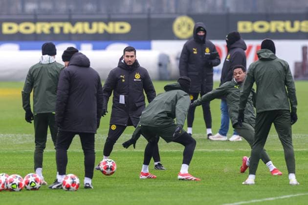20 01 2025, Final training Borussia Dortmund, UEFA Champions League, f l Coach Nuri Sahin Borussia Dortmund , Julien Duranville Borussia Dortmund , Dortmund BVB training ground NRW Germany xRHR PHOTO DEx Copyright: DennisxEwert RHR-FOTOx RHR-FOTO DE