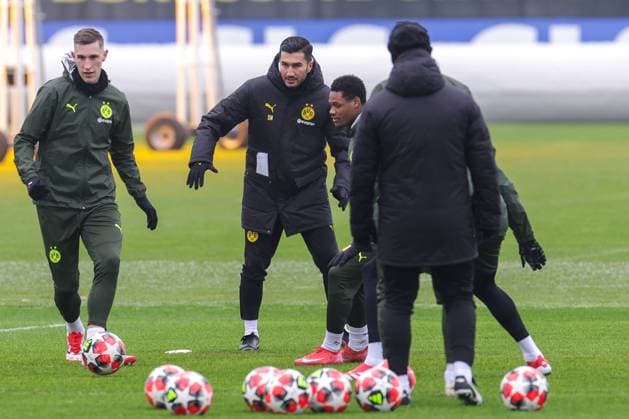 20 01 2025, Final training Borussia Dortmund, UEFA Champions League, f l Nico Schlotterbeck Borussia Dortmund , Coach Nuri Sahin Borussia Dortmund , Julien Duranville Borussia Dortmund , Dortmund BVB training ground NRW Germany xRHR PHOTO DEx Copyright: DennisxEwert RHR-FOTOx RHR-FOTO DE
