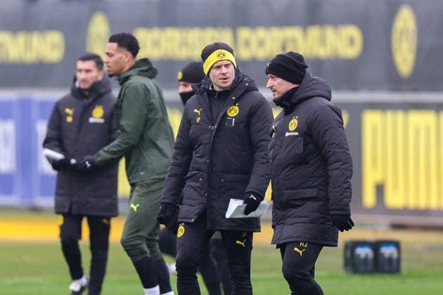 20 01 2025, Final training Borussia Dortmund, UEFA Champions League, f l Co coach Lukasz Piszczek Borussia Dortmund , video analyst Fisnik Zejnullahu Borussia Dortmund , Dortmund BVB training ground NRW Germany xRHR PHOTO DEx Copyright: DennisxEwert RHR-FOTOx RHR-FOTO DE