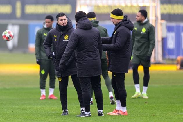20 01 2025, Final training Borussia Dortmund, UEFA Champions League, f l Coach Nuri Sahin Borussia Dortmund , Co Coach Lukasz Piszczek Borussia Dortmund , Dortmund BVB training ground NRW Germany xRHR PHOTO DEx Copyright: DennisxEwert RHR-FOTOx RHR-FOTO DE