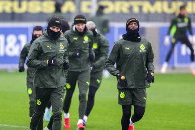 20 01 2025, Final training Borussia Dortmund, UEFA Champions League, f l Emre Can Borussia Dortmund , Serhou Guirassy Borussia Dortmund , Dortmund BVB training ground NRW Germany xRHR PHOTO DEx Copyright: DennisxEwert RHR-FOTOx RHR-FOTO DE