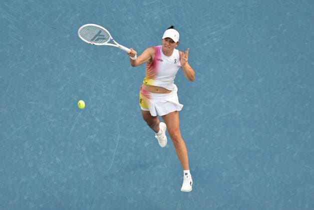 Iga Swiatek, POL, during fourth round of 2025 Australian Open in Melbourne, 20 01 2025