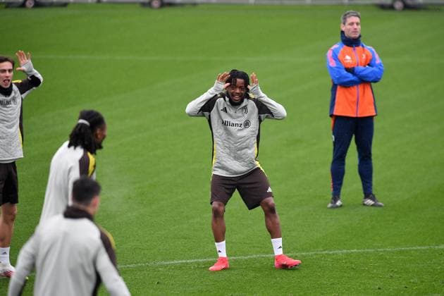 Samuel Mbangula of Juventus FC during Champions League 2024 2025 training at JTC Continassa on January 20, 2025 in Turin, Italy - ph Giuliano Marchisciano  Copyright: xGiulianoxMarchisciano IPAxSportx xipa-agency.netx xx IPA_53155830 IPA_Agency_IPA53155830