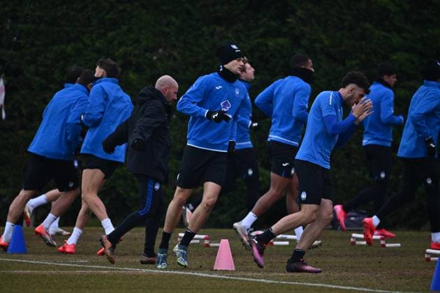 January 20, 2025, Zingonia, Italia: Atalanta™s players during a training session on the eve of the UEFA Champions League soccer match between Atalanta BC and Sturm Graz at Bortolotti Training Center in Zingonia, Italy, 20 January 2025. .ANSA MICHELE MARAVIGLIA Soccer: Champions League; Atalanta-Sturm Graz  - ZUMAa110 20250120_zaf_a110_030 Copyright: xMichelexMaravigliax