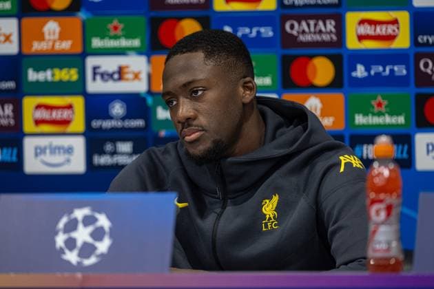 Football - UEFA Champions League - League Phase - Liverpool FC v LOSC Lille - MD-1 LIVERPOOL, ENGLAND - Monday, January 20, 2025: Liverpool s Ibrahima KonatÃ during a press conference, PK, Pressekonferenz at Anfield ahead of the UEFA Champions League game between Liverpool FC and LOSC Lille. (Photo by David Rawcliffe Propaganda) LIVERPOOL Anfield MERSEYSIDE ENGLAND  Copyright: xDavidxRawcliffex P2025-01-20-Liverpool_Lille_MD-1-70