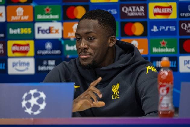 Football - UEFA Champions League - League Phase - Liverpool FC v LOSC Lille - MD-1 LIVERPOOL, ENGLAND - Monday, January 20, 2025: Liverpool s Ibrahima KonatÃ during a press conference, PK, Pressekonferenz at Anfield ahead of the UEFA Champions League game between Liverpool FC and LOSC Lille. (Photo by David Rawcliffe Propaganda) LIVERPOOL Anfield MERSEYSIDE ENGLAND  Copyright: xDavidxRawcliffex P2025-01-20-Liverpool_Lille_MD-1-73