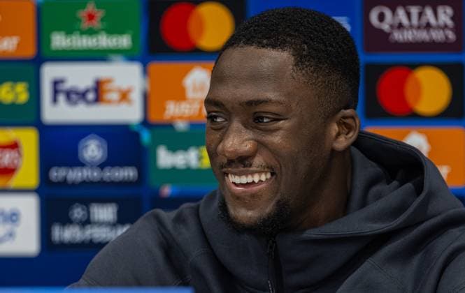 Football - UEFA Champions League - League Phase - Liverpool FC v LOSC Lille - MD-1 LIVERPOOL, ENGLAND - Monday, January 20, 2025: Liverpool s Ibrahima KonatÃ during a press conference, PK, Pressekonferenz at Anfield ahead of the UEFA Champions League game between Liverpool FC and LOSC Lille. (Photo by David Rawcliffe Propaganda) LIVERPOOL Anfield MERSEYSIDE ENGLAND  Copyright: xDavidxRawcliffex P2025-01-20-Liverpool_Lille_MD-1-76