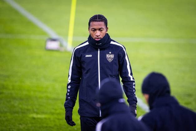 SLOVAN BRATISLAVA - STUTTGART TEAM PRACTICE Player of Stuttgart Jarzinho Malanga during team practice ahead of UEFA Champions League, league phase football match between SK Slovan Bratislava and VfB Stuttgart. Bratislava, Slovakia, January 20, 2025. PUBLICATION NOT IN SLOVAKIA Copyright: xx 080A2243