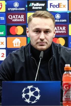 Juventus Teun Koopmeiners pictured during a press conference, PK, Pressekonferenz of Italian club Juventus, Monday 20 January 2025 in Brugge. Tomorrow, they will play against Belgian Club Brugge KV, on the seventh day (out of 8) of the UEFA Champions League league phase. BRUNOxFAHY  x110795399x
