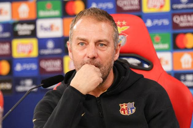 Portugal, Estadio do SL Benfica Lisbon 20. January 2025 Uefa Champions League phase 2024 25 Matchday 7, Pressekonferenz , Training S.L.Benfica - FC Barcelona, Barca v.l. Trainer Hansi Flick (FC Barcelona) bei der Pressekonferenz Copyright: HMBxMedia FernandoxSoares