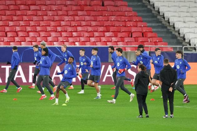 Portugal, Estadio do SL Benfica Lisbon 20 January 2025 Uefa Champions League phase 2024 25 Matchday 7, Press conference , Training S L Benfica FC Barcelona v l FC Barcelona at the last training session before the match against SL Benfica Copyright: HMBxMedia FernandoxSoares