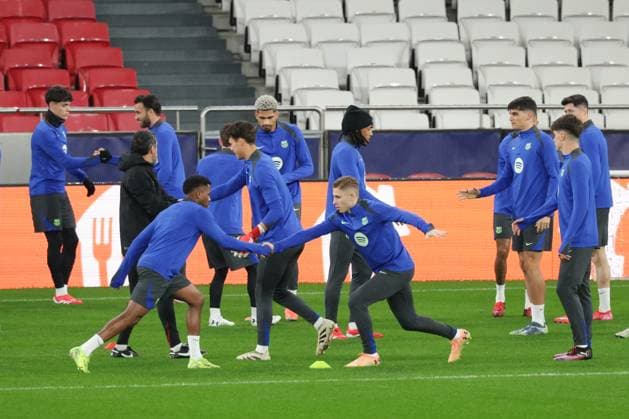 Portugal, Estadio do SL Benfica Lisbon 20 January 2025 Uefa Champions League phase 2024 25 Matchday 7, Press conference , Training S L Benfica FC Barcelona v l FC Barcelona at the last training session before the match against SL Benfica Copyright: HMBxMedia FernandoxSoares