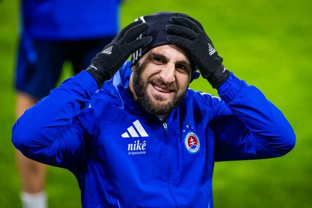 SLOVAN BRATISLAVA - STUTTGART TEAM PRACTICE Player of Slovan Tigran Barseghyan during team practice ahead of UEFA Champions League, league phase football match between SK Slovan Bratislava and VfB Stuttgart. Bratislava, Slovakia, January 20, 2025. PUBLICATION NOT IN SLOVAKIA Copyright: xx 080A3166