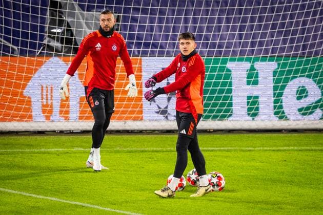 SLOVAN BRATISLAVA - STUTTGART TEAM PRACTICE Players of Slovan Dominik Takac, Andrej Mikolas during team practice ahead of UEFA Champions League, league phase football match between SK Slovan Bratislava and VfB Stuttgart. Bratislava, Slovakia, January 20, 2025. PUBLICATION NOT IN SLOVAKIA Copyright: xx 080A3366