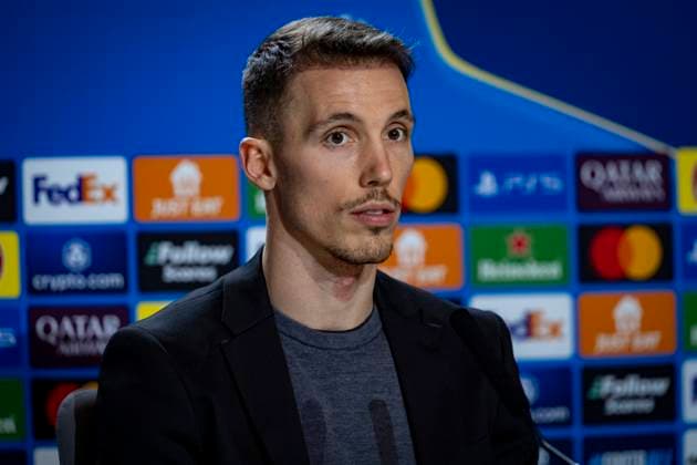 Champions League 2024 25 League Phase MD7: Bayer 04 Leverkusen Training and press conference, PK, Pressekonferenz Alejandro Grimaldo of Bayer 04 Leverkusen seen during the UEFA Champions League 2024 25 League Phase MD7 training and press conference at Estadio Riyadh Air Metropolitano on January 20, 2025 in Madrid, Spain. Madrid Estadio Riyadh Air Metropolitano Madrid Spain Copyright: xAlbertoxGardinx AGardin_20250120_Football_Champions_Bayern_Leverkusen_PC_0084