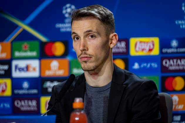 Champions League 2024 25 League Phase MD7: Bayer 04 Leverkusen Training and press conference, PK, Pressekonferenz Alejandro Grimaldo of Bayer 04 Leverkusen seen during the UEFA Champions League 2024 25 League Phase MD7 training and press conference at Estadio Riyadh Air Metropolitano on January 20, 2025 in Madrid, Spain. Madrid Estadio Riyadh Air Metropolitano Madrid Spain Copyright: xAlbertoxGardinx AGardin_20250120_Football_Champions_Bayern_Leverkusen_PC_0099