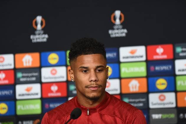 Player Ismael Jakobs of Galatasaray seen during the press conference, PK, Pressekonferenz a day before the UEFA Europa League game 7 Between Galatasaray and Dynamo Kiev in Istanbul at Rams Park Stadium , Istanbul , Turkey on January 20 , 2025. ( Photo by Seskimphoto ) Istanbul Turkey Istanbul Turkey Copyright: xSeskimphotox IsmaelJakobs_200125 (6)