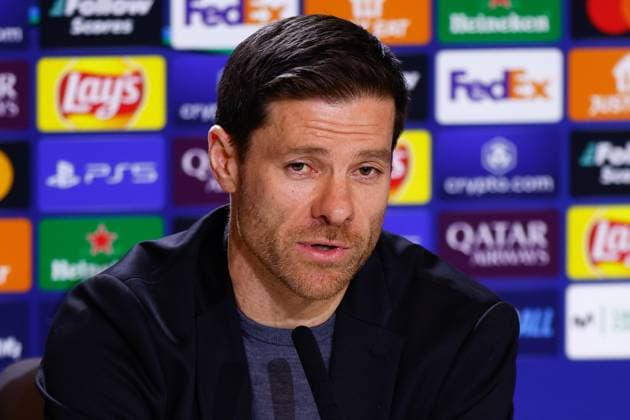 January 20, 2025, Madrid, Madrid, SPAIN: Xabi Alonso, head coach of Bayer Leverkusen, attends his press conference, PK, Pressekonferenz ahead of the UEFA Champions League, football match against Atletico de Madrid, at Riyadh Air Metropolitano on January 20, 2025, in Madrid, Spain. Madrid SPAIN - ZUMAa181 20250120_zaa_a181_091 Copyright: xDennisxAgyemanx