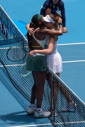 Paula Badosa of Spain and Coco Gauff of USA after their match Australian Open, Day Ten, Tennis, Melbourne Park, Melbourne, Australia - 21 Jan 2025  Copyright: xRachelxBach Shutterstockx 15108797ai
