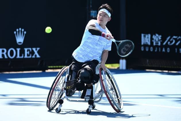 TENNIS AUSTRALIAN OPEN, Takashi Sanada of Japan during his round one Wheelchair Singles match against Tom Egberink of the Netherlands during the 2025 Australian Open at Melbourne Park in Melbourne, Tuesday, January 21, 2025. ( NO ARCHIVING, EDITORIAL USE ONLY, NO USE IN BOOKS WITHOUT CONSENT MELBOURNE VICTORIA AUSTRALIA  Copyright: xJOELxCARRETTx 20250121179206010614