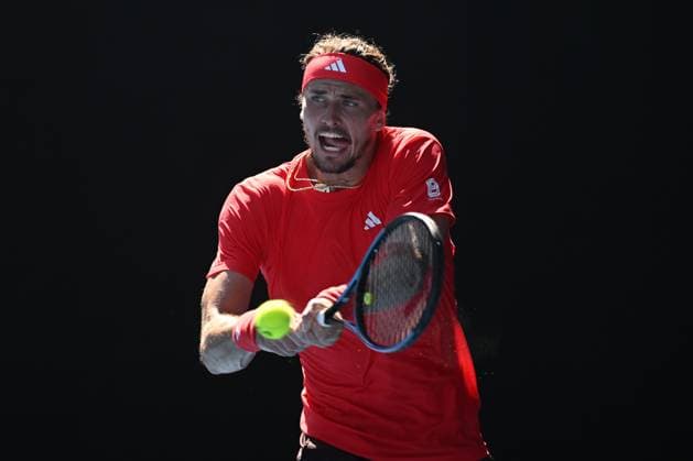 TENNIS AUSTRALIAN OPEN, Alexander Zverev of Germany during his 1 4 final match against Tommy Paul of USA during the 2025 Australian Open at Melbourne Park in Melbourne, Tuesday, January 21, 2025. ( NO ARCHIVING, EDITORIAL USE ONLY, NO USE IN BOOKS WITHOUT CONSENT MELBOURNE VICTORIA AUSTRALIA  Copyright: xLUKASxCOCHx 20250121131724956412