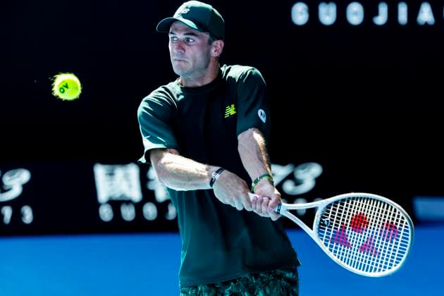 MELBOURNE, VIC - JANUARY 21: Tommy Paul from the United States of America in action during the Quarterfinals of the 2025 Australian Open on January 21 2025, at Melbourne Park in Melbourne, Australia. (Photo by Jason Heidrich Icon Sportswire) TENNIS: JAN 21 Australian Open EDITORIAL USE ONLY Icon250121083