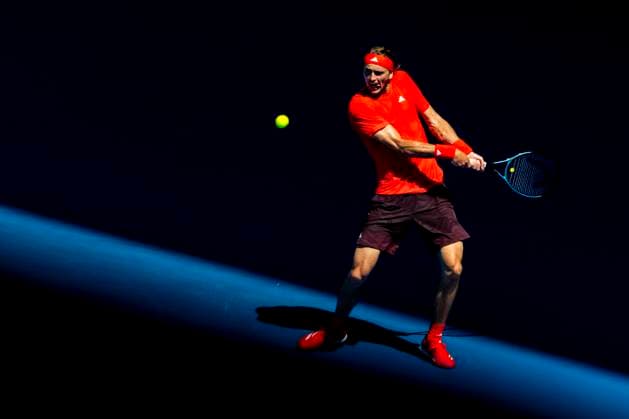 MELBOURNE, VIC - JANUARY 21: Alexander Zverev of Germany in action during the Quarterfinals of the 2025 Australian Open on January 21 2025, at Melbourne Park in Melbourne, Australia. (Photo by Jason Heidrich Icon Sportswire) TENNIS: JAN 21 Australian Open EDITORIAL USE ONLY Icon250121106