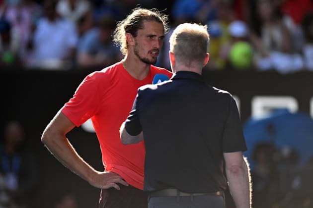TENNIS AUSTRALIAN OPEN, Alexander Zverev of Germany reacts after winning his 1 4 final match against Tommy Paul of USA during the 2025 Australian Open at Melbourne Park in Melbourne, Tuesday, January 21, 2025. ( NO ARCHIVING, EDITORIAL USE ONLY, NO USE IN BOOKS WITHOUT CONSENT MELBOURNE VICTORIA AUSTRALIA  Copyright: xLUKASxCOCHx 20250121115028472792