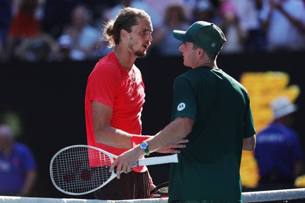 Alexander Zverev and Tommy Paul meet at the net after their Quarter-final match in the Rod Laver Arena Australian Open, Day Ten, Tennis, Melbourne Park, Melbourne, Australia - 21 Jan 2025  Copyright: xRachelxBach Shutterstockx 15108797at