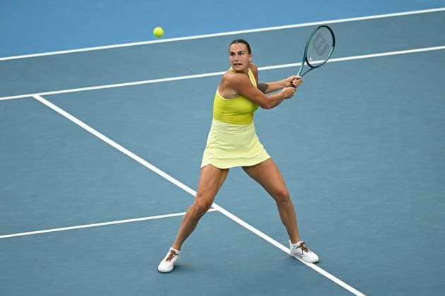 TENNIS AUSTRALIAN OPEN, Aryna Sabalenka of Belarus during her 1 4 final match against Anastasia Pavlyuchenkova of Russia during the 2025 Australian Open at Melbourne Park in Melbourne, Tuesday, January 21, 2025. ( NO ARCHIVING, EDITORIAL USE ONLY, NO USE IN BOOKS WITHOUT CONSENT MELBOURNE VICTORIA AUSTRALIA  Copyright: xLUKASxCOCHx 20250121154778571831