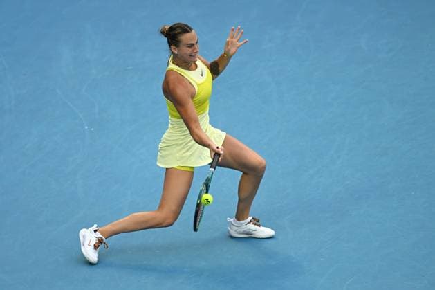TENNIS AUSTRALIAN OPEN, Aryna Sabalenka of Belarus during her 1 4 final match against Anastasia Pavlyuchenkova of Russia during the 2025 Australian Open at Melbourne Park in Melbourne, Tuesday, January 21, 2025. ( NO ARCHIVING, EDITORIAL USE ONLY, NO USE IN BOOKS WITHOUT CONSENT MELBOURNE VICTORIA AUSTRALIA  Copyright: xLUKASxCOCHx 20250121177402213130