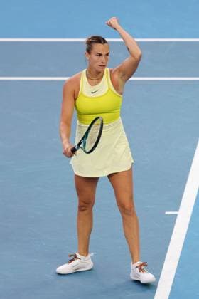 Aryna Sabalenka celebrates during her Quarter-final match against Pavlyuchenkova in the Rod Laver Arena Australian Open, Day Ten, Tennis, Melbourne Park, Melbourne, Australia - 21 Jan 2025  Copyright: xRachelxBach Shutterstockx 15108797ck