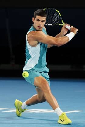 Carlos Alcaraz during his Quarter-final match against Djokovic in the Rod Laver Arena Australian Open, Day Ten, Tennis, Melbourne Park, Melbourne, Australia - 21 Jan 2025  Copyright: xRachelxBach Shutterstockx 15108797dn