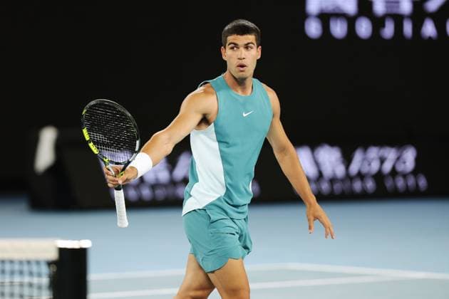 Carlos Alcaraz during his Quarter-final match against Djokovic in the Rod Laver Arena Australian Open, Day Ten, Tennis, Melbourne Park, Melbourne, Australia - 21 Jan 2025  Copyright: xRachelxBach Shutterstockx 15108797dq
