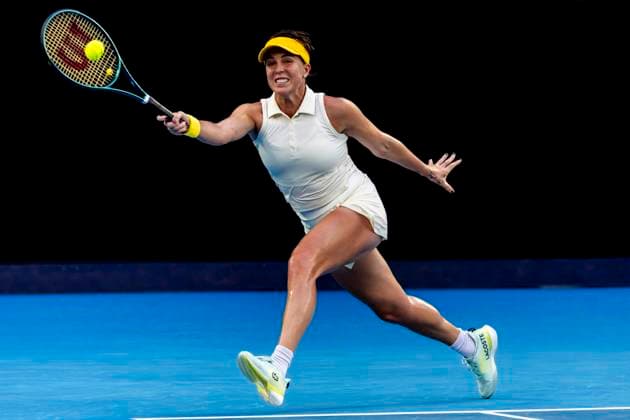 MELBOURNE, VIC - JANUARY 21: Anastasia Pavlyuchenkova of Russia in action during the Quarterfinals of the 2025 Australian Open on January 21 2025, at Melbourne Park in Melbourne, Australia. (Photo by Jason Heidrich Icon Sportswire) TENNIS: JAN 21 Australian Open EDITORIAL USE ONLY Icon250121195