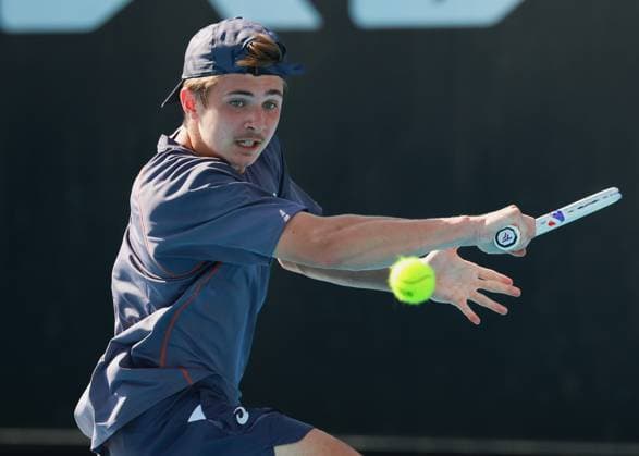 Flynn Thomas SUI , Boys Singles, Boys SinglesAustralian Open 2025, Melbourne Park, Melbourne, Victoria, Australia Copyright: xJuergenxHasenkopfx