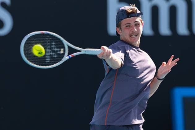 Flynn Thomas SUI , Boys Singles, Boys SinglesAustralian Open 2025, Melbourne Park, Melbourne, Victoria, Australia Copyright: xJuergenxHasenkopfx