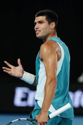 Carlos Alcaraz during his Quarter-final match against Djokovic in the Rod Laver Arena Australian Open, Day Ten, Tennis, Melbourne Park, Melbourne, Australia - 21 Jan 2025  Copyright: xRachelxBach Shutterstockx 15108797ep
