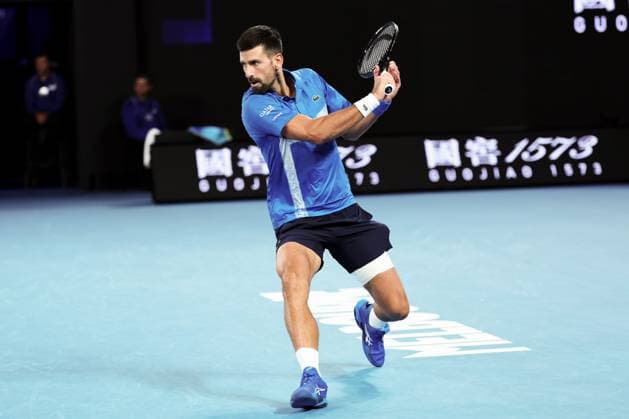 Novak Djokovic during his Quarter-final match against Alcaraz in the Rod Laver Arena Australian Open, Day Ten, Tennis, Melbourne Park, Melbourne, Australia - 21 Jan 2025  Copyright: xEllaxLing Shutterstockx 15108779ba