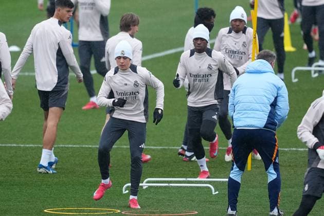 January 21, 2025, Valdebebas, Madrid, SPAIN: Arda Guller during the training day of Real Madrid ahead the UEFA Champions League, football match against RB Salzburg at Ciudad Deportiva Real Madrid on January 21, 2025, in Valdebebas, Madrid, Spain. Valdebebas SPAIN - ZUMAa181 20250121_zaa_a181_007 Copyright: xOscarxJ.xBarrosox