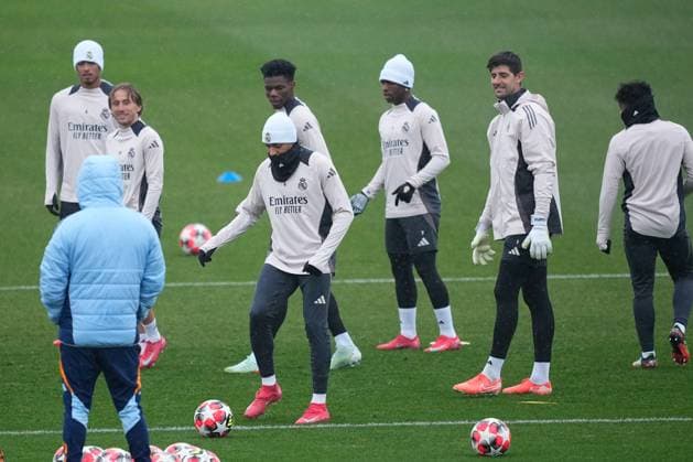 January 21, 2025, Valdebebas, Madrid, SPAIN: Kylian Mbappe during the training day of Real Madrid ahead the UEFA Champions League, football match against RB Salzburg at Ciudad Deportiva Real Madrid on January 21, 2025, in Valdebebas, Madrid, Spain. Valdebebas SPAIN - ZUMAa181 20250121_zaa_a181_014 Copyright: xOscarxJ.xBarrosox