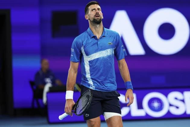 Novak Djokovic during his Quarter-final match against Alcaraz in the Rod Laver Arena Australian Open, Day Ten, Tennis, Melbourne Park, Melbourne, Australia - 21 Jan 2025  Copyright: xEllaxLing Shutterstockx 15108779bg