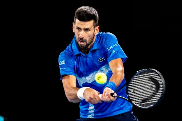 MELBOURNE, VIC - JANUARY 21: Novak Djokovic of Serbia in action during the Quarterfinals of the 2025 Australian Open on January 21 2025, at Melbourne Park in Melbourne, Australia. (Photo by Jason Heidrich Icon Sportswire) TENNIS: JAN 21 Australian Open EDITORIAL USE ONLY Icon250121242