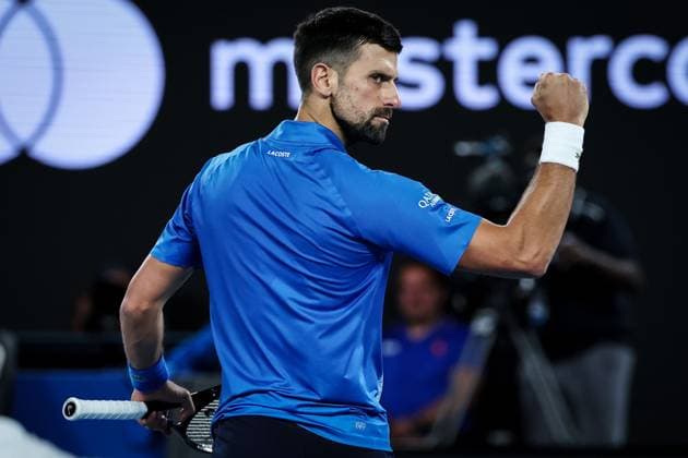 Novak Djokovic celebrates during his Quarter-final match against Alcaraz in the Rod Laver Arena Australian Open, Day Ten, Tennis, Melbourne Park, Melbourne, Australia - 21 Jan 2025  Copyright: xEllaxLing Shutterstockx 15108779dx